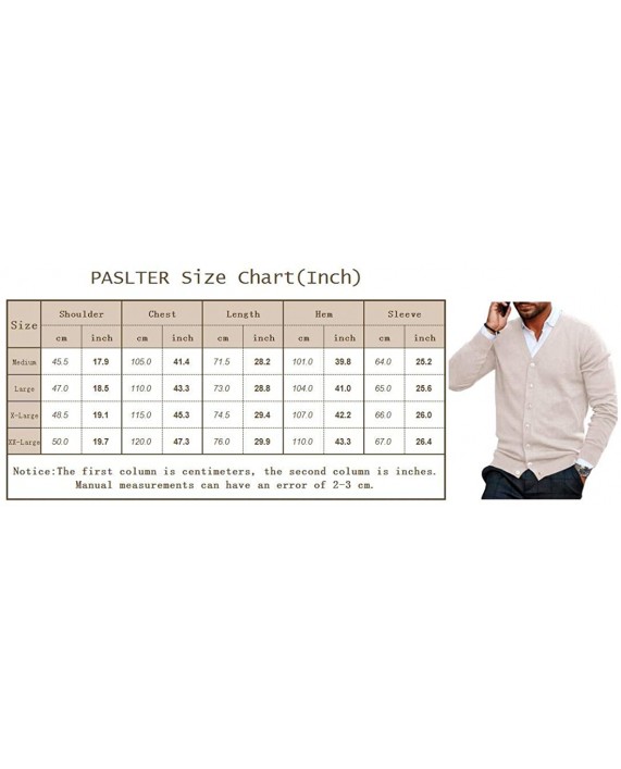 PASLTER Mens Casual Cotton Cardigan Sweater Button Down Relax Fit Lightweight Sweater with Ribbing Edge at Men’s Clothing store