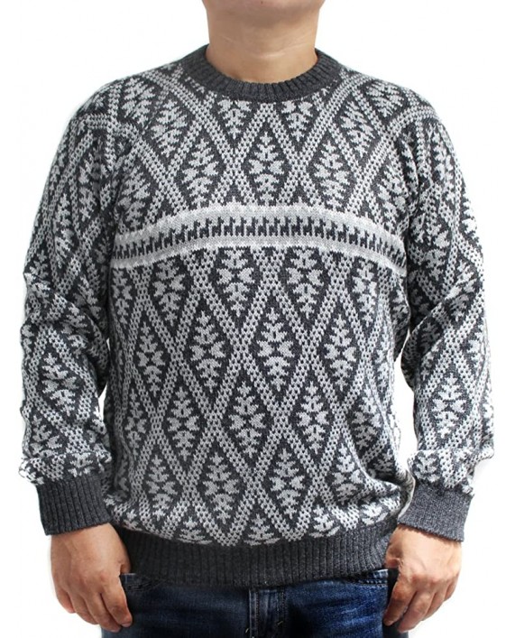 Sweater jackard rombo Dark Grey Silver greyl Crew Neck Made in Peru at Men’s Clothing store