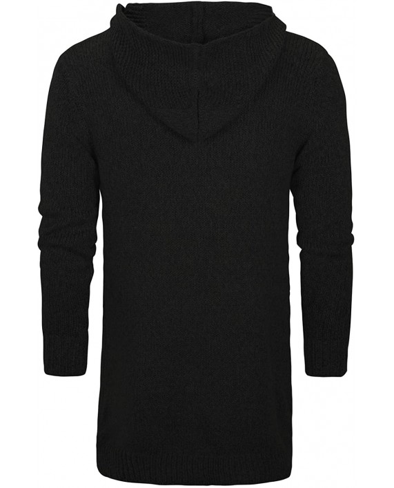 VICALLED Men's Long Cardigan Sweater Hooded Knit Slim Fit Open Front Longline Cardigans with Pockets at Men’s Clothing store