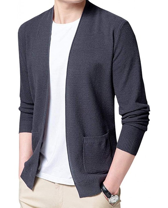 Womleys Mens Casual Open Front Long Sleeve Cotton Cardigan Sweater at Men’s Clothing store