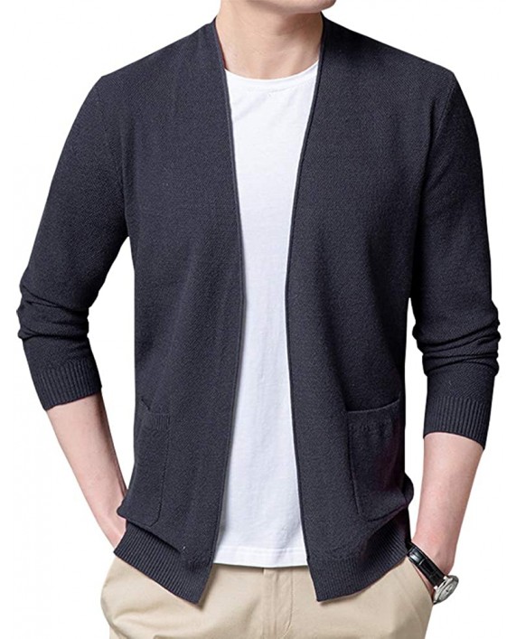 Womleys Mens Casual Open Front Long Sleeve Cotton Cardigan Sweater at Men’s Clothing store