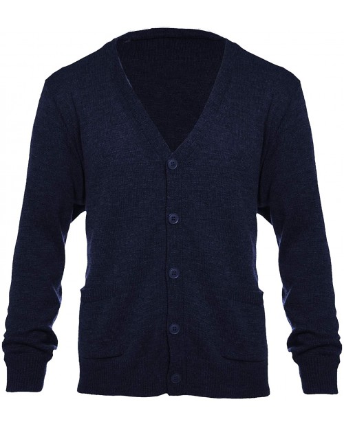 Yarn Art Mens Flat Knit Long Sleeve V-Neck Two Pocket Button Down Cardigan Sweater See More Sizes at Men’s Clothing store