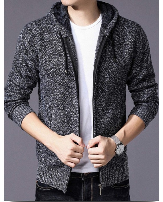 Yeokou Men's Thick Fleece Lined Full Zip Up Hoodie Cardigan Sweaters with Pockets at Men’s Clothing store