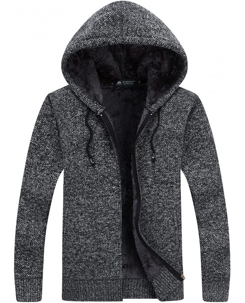 Yeokou Men's Thick Fleece Lined Full Zip Up Hoodie Cardigan Sweaters with Pockets at Men’s Clothing store