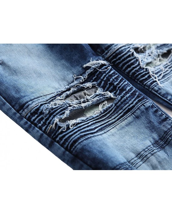 Baylvn Men's Ripped Distressed Slim Fit Holes Biker Jeans Blue W32 Blue 32 at Men’s Clothing store
