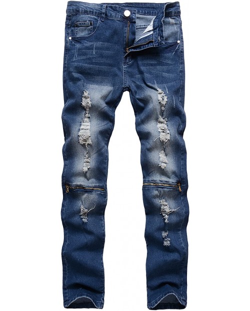 Geurzc Ripped Slim Skinny Biker Jeans for Men at Men’s Clothing store