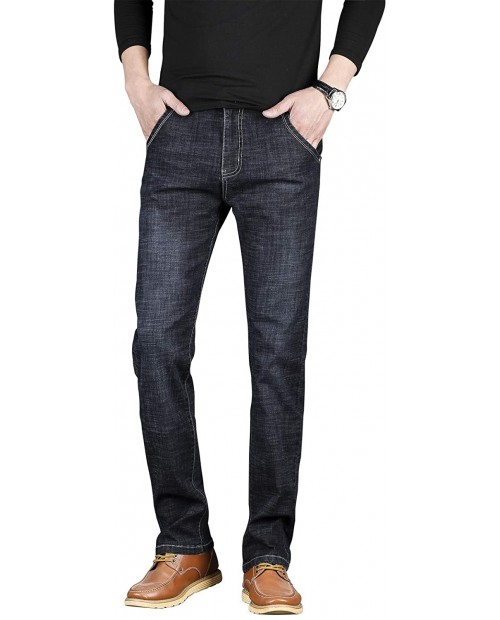 Greenf Men's Regular Slim Straight Loose Stretch Work Casual Five-Pocket Jeans at  Men’s Clothing store