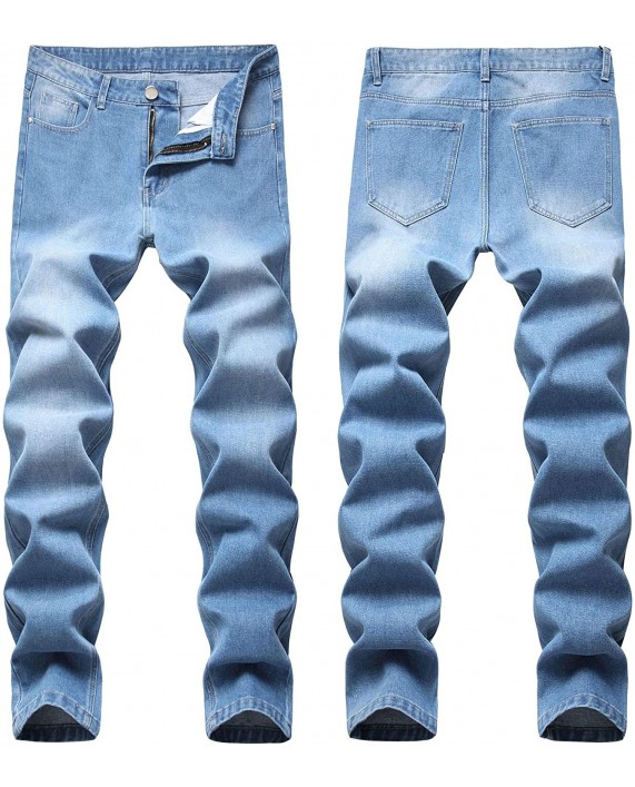 LONGBIDA Men's 5 Pocket Slim fit Straight Athletic Jeans at Men’s Clothing store