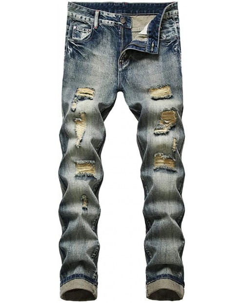 Men's Casual Fashion Stylish Straight Slim Fit Denim Jeans Pants at Men’s Clothing store