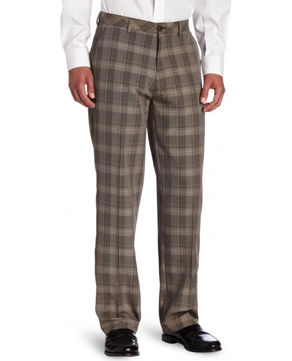 Haggar Men's C18 Broken Glen Plaid Straight Fit Flat Front Pant at Men’s Clothing store Casual Pants