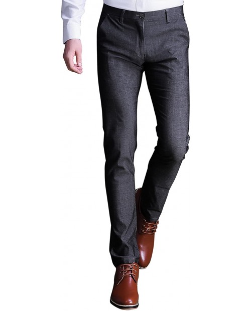 INFLATION Mens Plaid Dress Pants Wrinkle-Free Stretch Slim Fit Elastic Suit Pants Trousers at  Men’s Clothing store