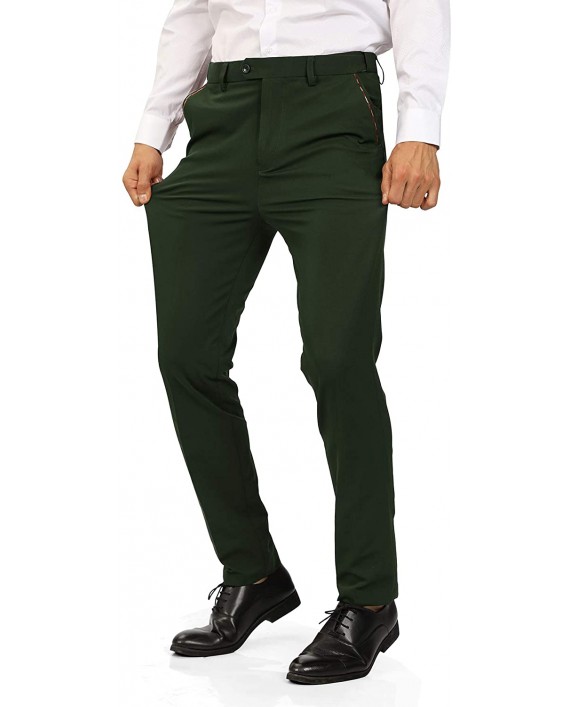WULFUL Men's Stretch Dress Pants Slim Fit Skinny Suit Pants at Men’s Clothing store