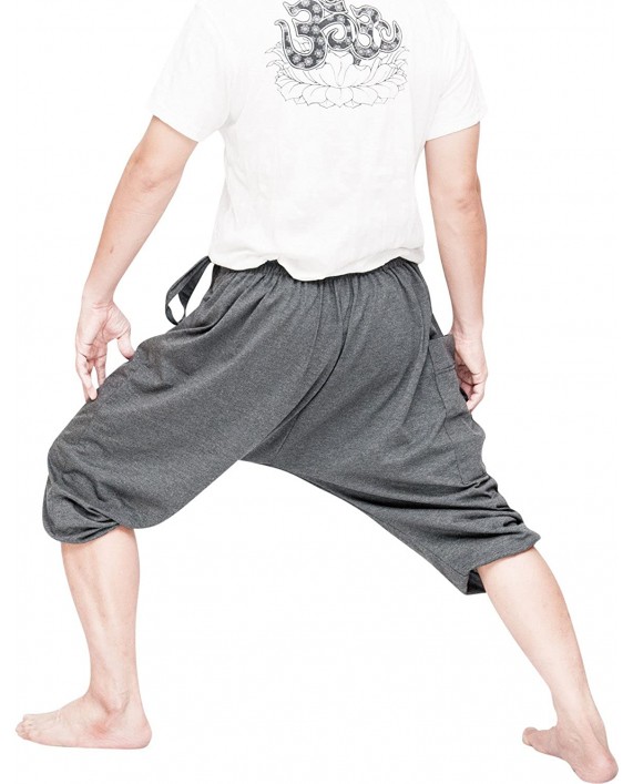BohoHill Carpenter Capri Drop Crotch Pants Ninja Style Stretch Cotton Granite Gray at Men’s Clothing store