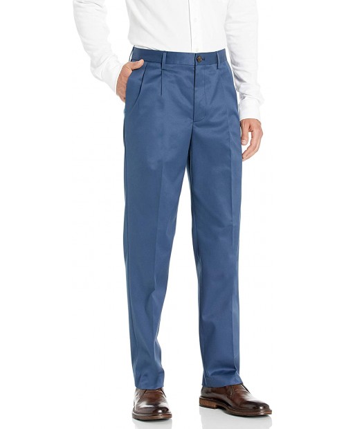 Brand - Buttoned Down Men's Relaxed Fit Pleated Non-Iron Dress Chino Pant Blue 36W x 34L