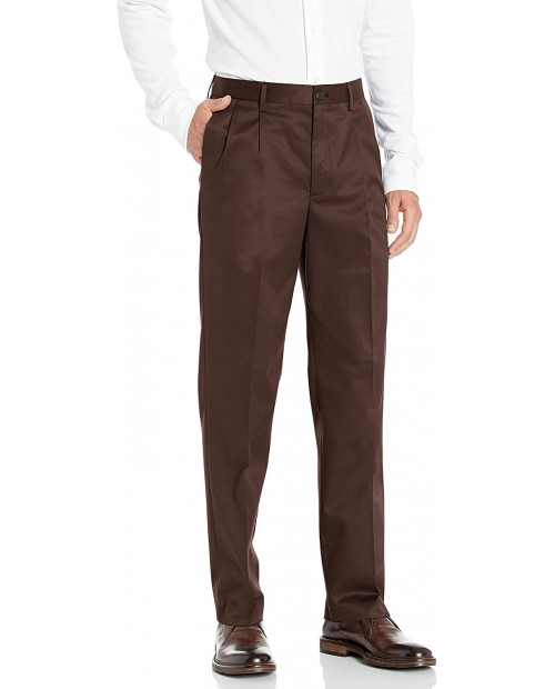  Brand - Buttoned Down Men's Relaxed Fit Pleated Non-Iron Dress Chino Pant Brown 32W x 28L