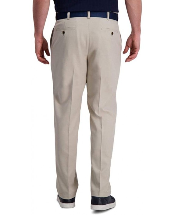 Haggar Men's Cool Right Performance Flex Stria Classic Fit Flat Front Pant at Men’s Clothing store