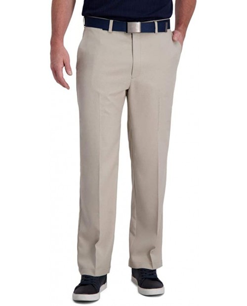 Haggar Men's Cool Right Performance Flex Stria Classic Fit Flat Front Pant at  Men’s Clothing store