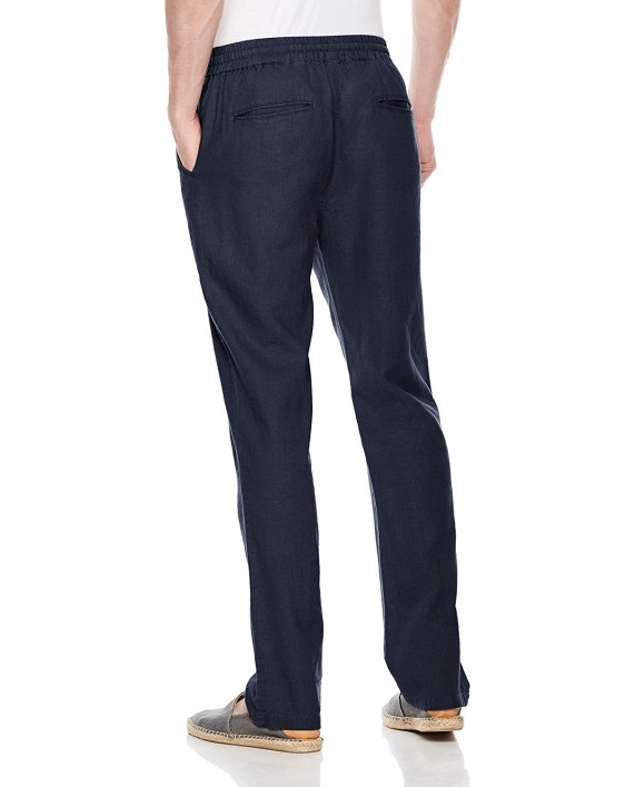 Isle Bay Linens Men's Casual Linen Pant with Drawstring Navy 38