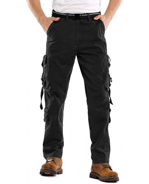 KOCTHOMY Casual Men's Pant Slim Fit Multi Pocket Sling Decoration Cargo Pants at  Men’s Clothing store