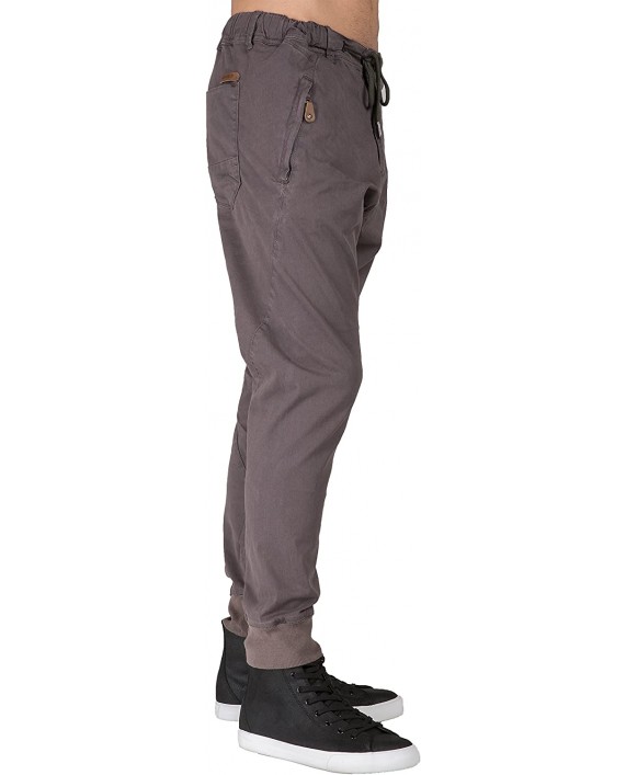 Level 7 Men's Premium Joggers Drop Crotch Gray Stretch Twill Zipper Pockets at Men’s Clothing store