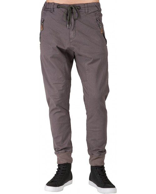 Level 7 Men's Premium Joggers Drop Crotch Gray Stretch Twill Zipper Pockets at  Men’s Clothing store
