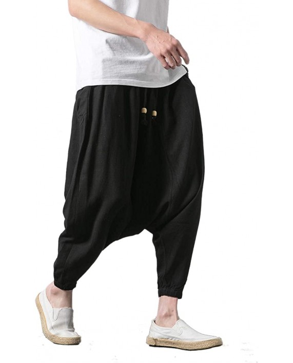 Seidarise Men's Harem Pants Drop Crotch Pants Genie Pants Plus Size Harem Jogge Balloon Yoga at Men’s Clothing store