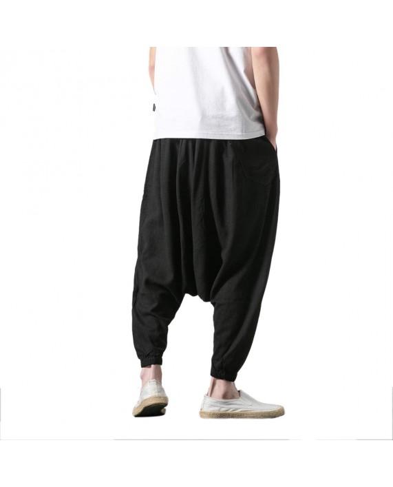 Seidarise Men's Harem Pants Drop Crotch Pants Genie Pants Plus Size Harem Jogge Balloon Yoga at Men’s Clothing store