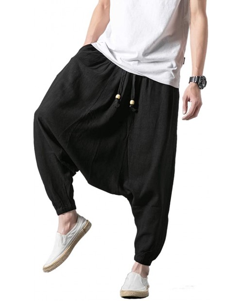 Seidarise Men's Harem Pants Drop Crotch Pants Genie Pants Plus Size Harem Jogge Balloon Yoga at  Men’s Clothing store