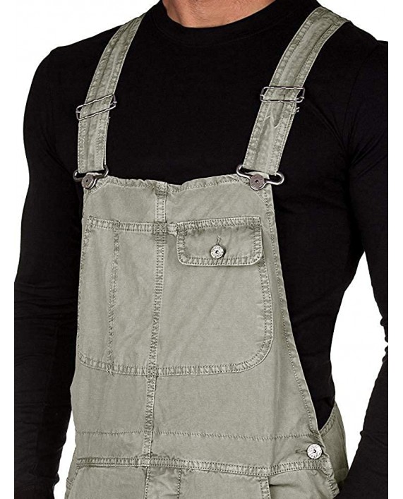 Bbalizko Mens Bib Overall Shorts Cargo One Piece Loose Fit Cotton Romper with Pockets X-Large Grey