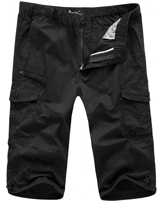 FASKUNOIE Men's 3 4 Cotton Cargo Short Pants Casual Loose Fit Outdoor Capri Long Shorts with Seven Pockets