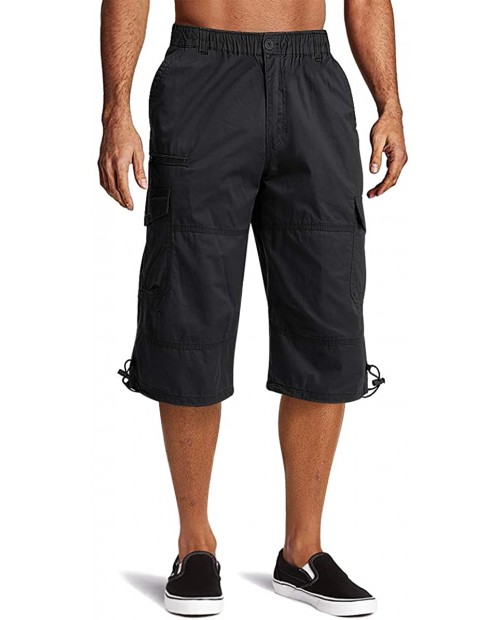 FASKUNOIE Men's 3 4 Cotton Cargo Short Pants Casual Loose Fit Outdoor Capri Long Shorts with Seven Pockets