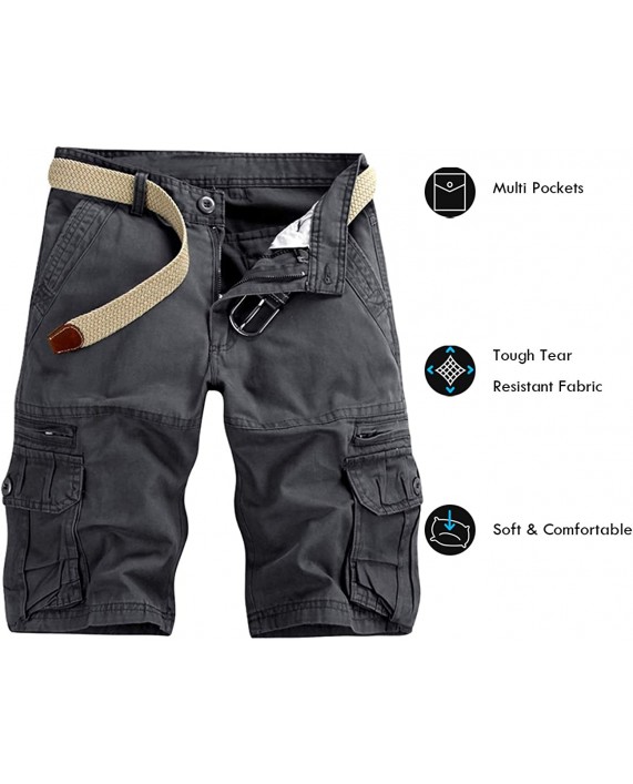 Men's Lightweight Multi Pocket Casual Cargo Shorts with No Belt
