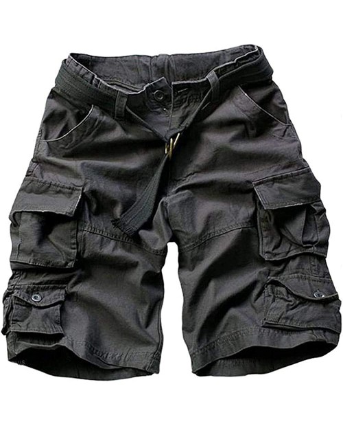 MUST WAY Men's Multi-Pocket Twill Ripstop Cargo Short Chino Outdoor Cargo Casual Shorts |