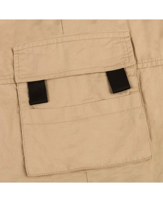 Narannbu Men's Elastic Waist 10'' Cargo Shorts Relaxed Fit Multi Pockets Cotton Casual Shorts |