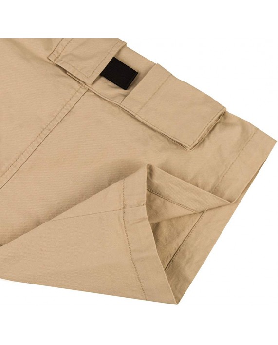 Narannbu Men's Elastic Waist 10'' Cargo Shorts Relaxed Fit Multi Pockets Cotton Casual Shorts |