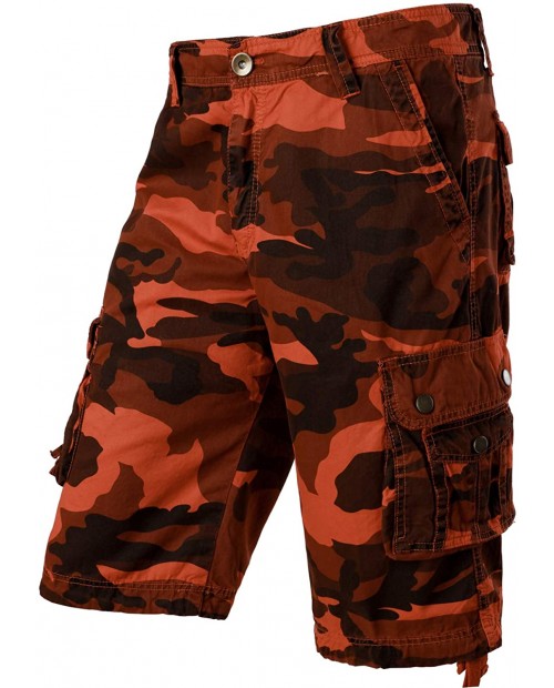 PARKLEES Mens Hipster Multi Pockets Design Slim Fit Cotton Camo Cargo Shorts |
