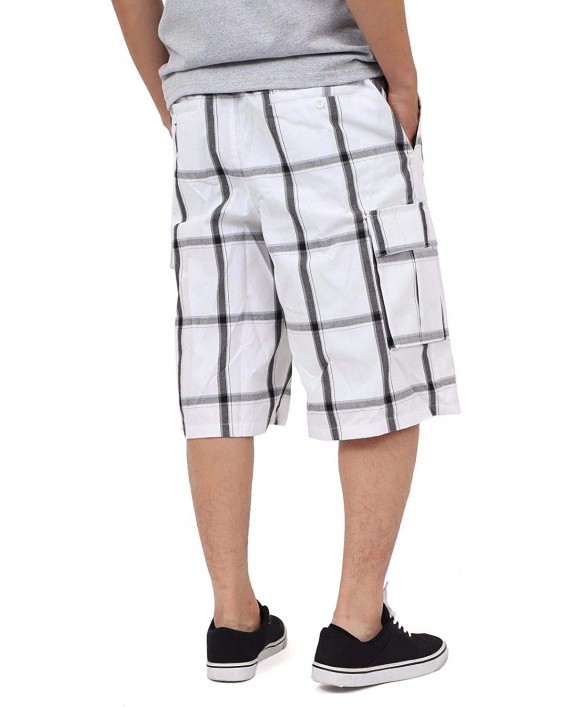 Shaka Wear Men’s Cargo Shorts – Casual Plaid Loose Relaxed Loose Fit Elastic Waist Multi Pocket Pants Regular Big S~5XL |