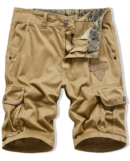 XIONG TAI Men's Stretch Cargo Shorts Relaxed Fit Multi-Pockets Casual Work Outdoor Khaki Camo Shorts with Straight Leg