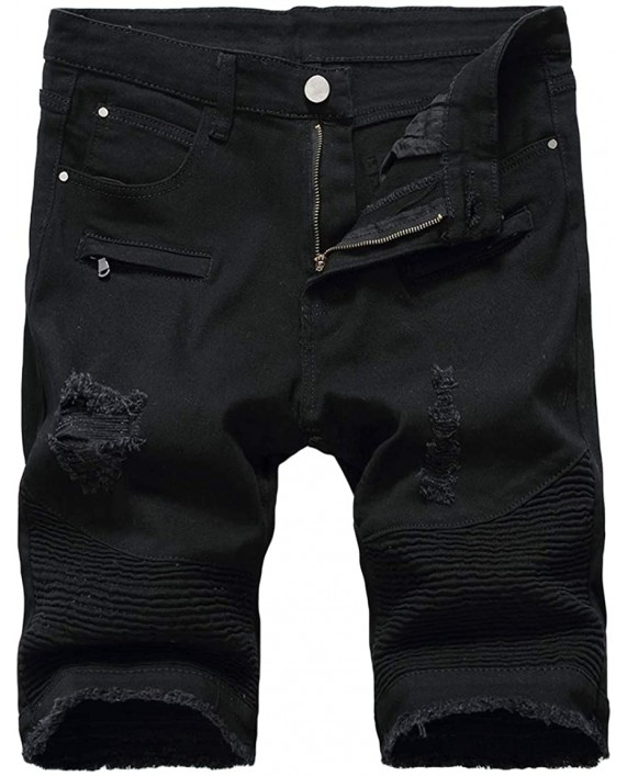 Baylvn Men's Casual Fashion Ripped Short Jeans Slim Fit Denim Short at Men’s Clothing store
