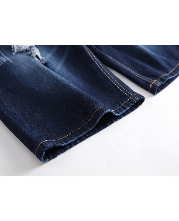 chouyatou Men's Classic Fit Stylish Distressed Straight Leg Ripped Denim Shorts at Men’s Clothing store