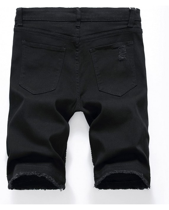 Enrica Men's Ripped Distressed Slim Fit Holes Denim Shorts at Men’s Clothing store