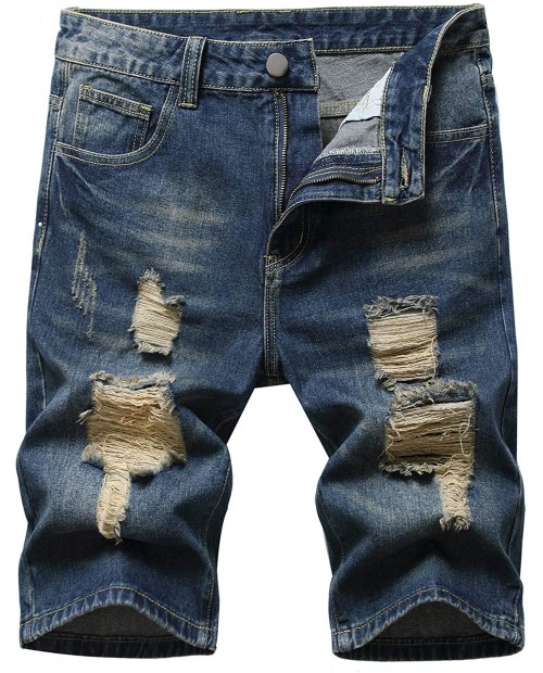 Grimgrow Men's Fashion Ripped Distressed Short Jeans Casual Slim Denim Shorts at  Men’s Clothing store