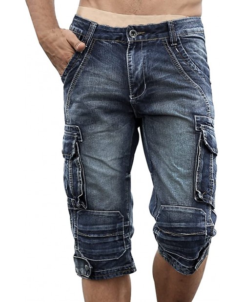 Idopy Men`s Cargo Denim Biker Jeans Shorts with Zippers at  Men’s Clothing store