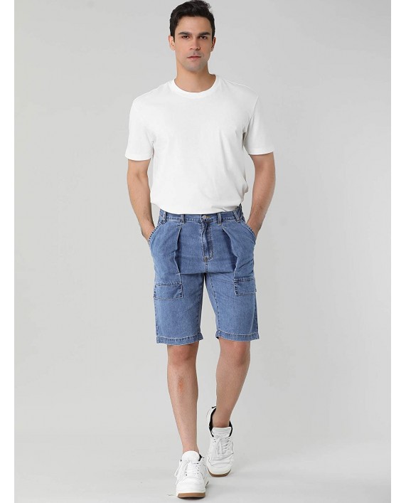 Lars Amadeus Men's Short Jeans Straight Fit Big Pockets Casual Cotton Cargo Denim Shorts at Men’s Clothing store