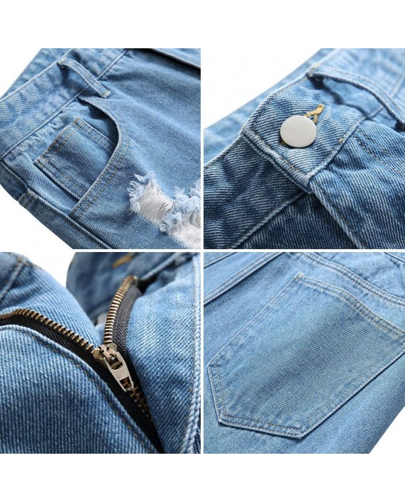 LONGBIDA Mens Causal Ripped Distressed Loose Fit Denim Shorts at Men’s Clothing store