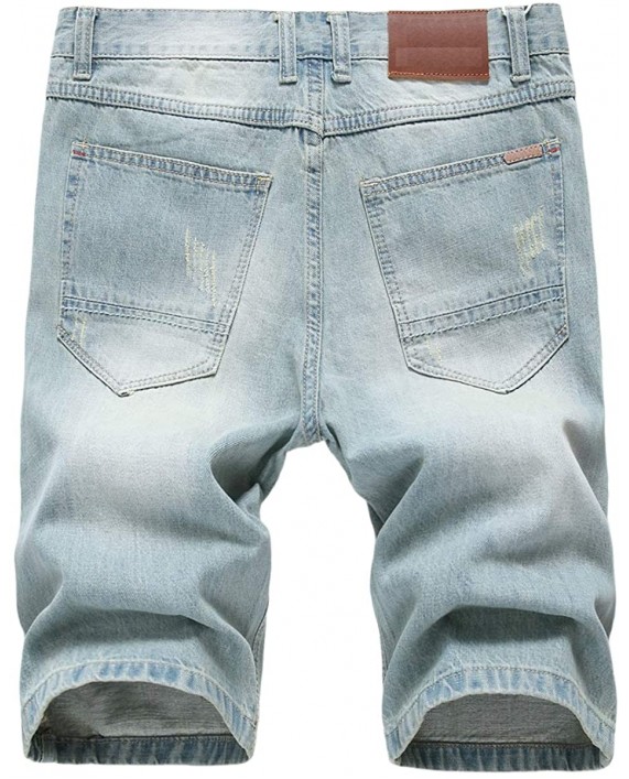 Men's Casual Ripped Denim Shorts Stylish Distressed Straight Leg Jeans Shorts at Men’s Clothing store