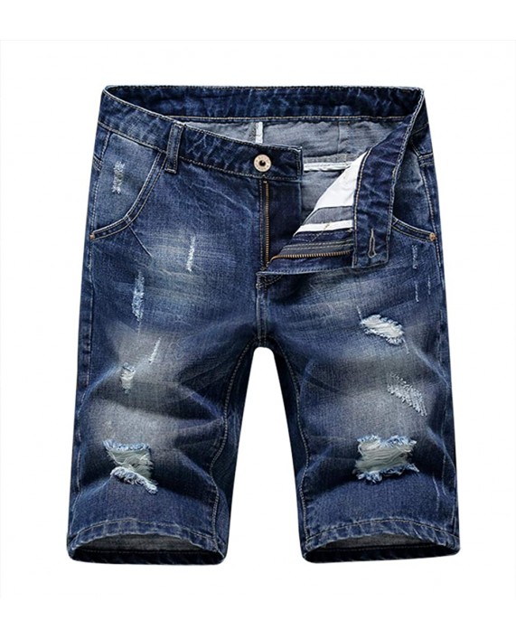 Men's Denim Shorts Jeans Pants 5 Pocket Casual Ripped Distressed Slim Fit for Men at Men’s Clothing store