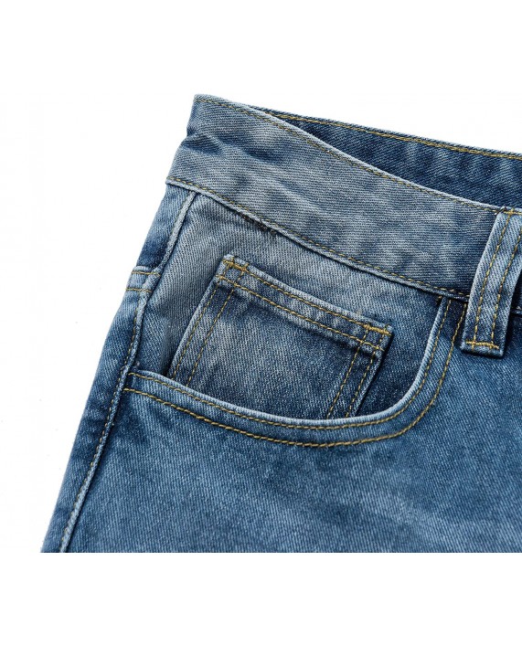 Mens Jeans Denim Jean Short Ripped Loose Fit Pants 100% Cotton Denim Shorts at Men’s Clothing store