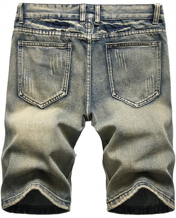 NITAGUT Men's Fashion Ripped Regular Fit Short Jeans Casual Denim Shorts at Men’s Clothing store