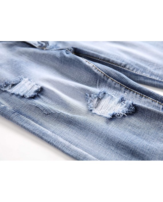 SHOOYING Men's Casual Ripped Jean Shorts No Belt at Men’s Clothing store